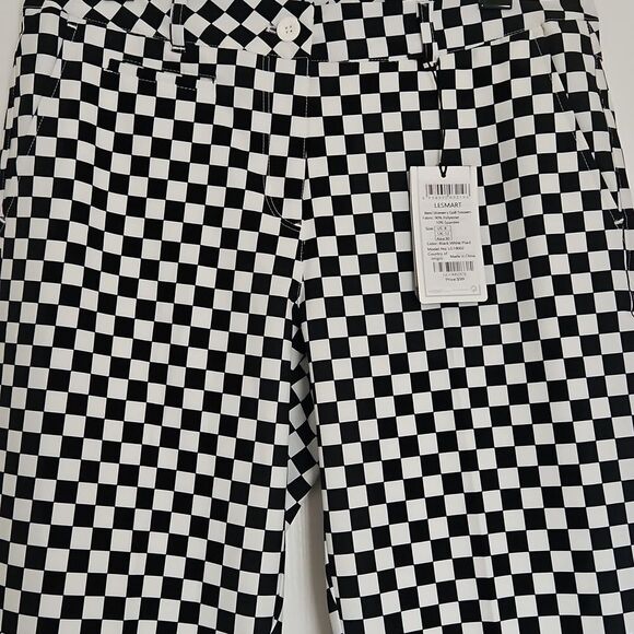 Black and White Checkered Golf Pants - Picture 4 of 16